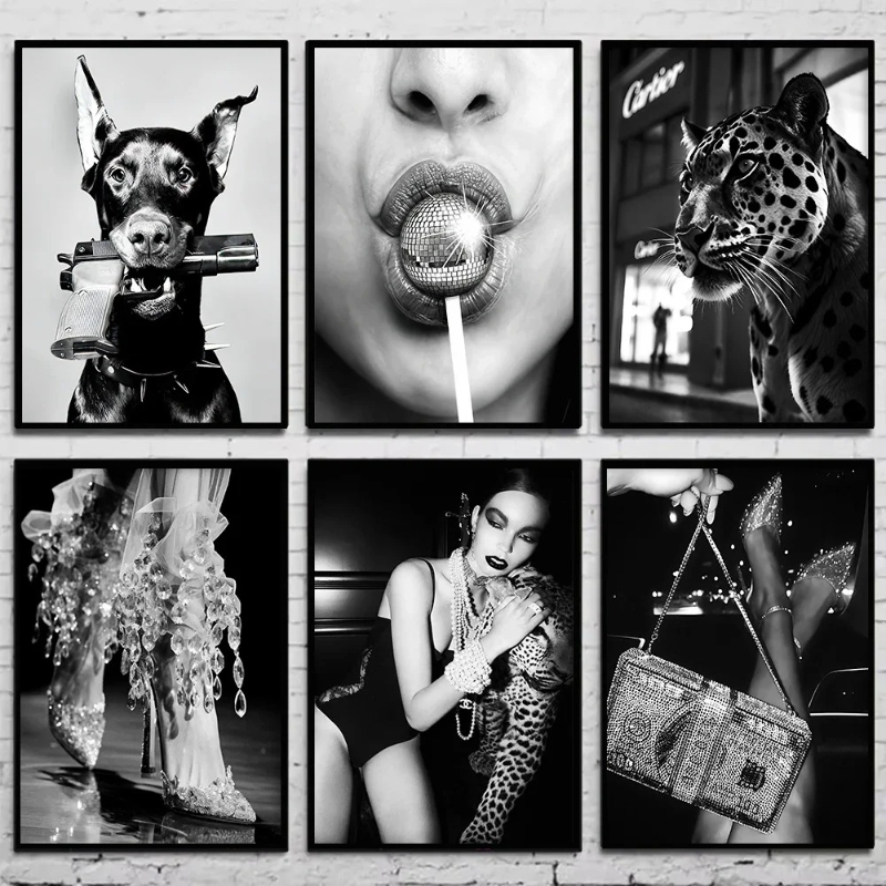 Photography Black And White - Schwarz-Weiß Mode Vintage Fotografie Poster Frauen