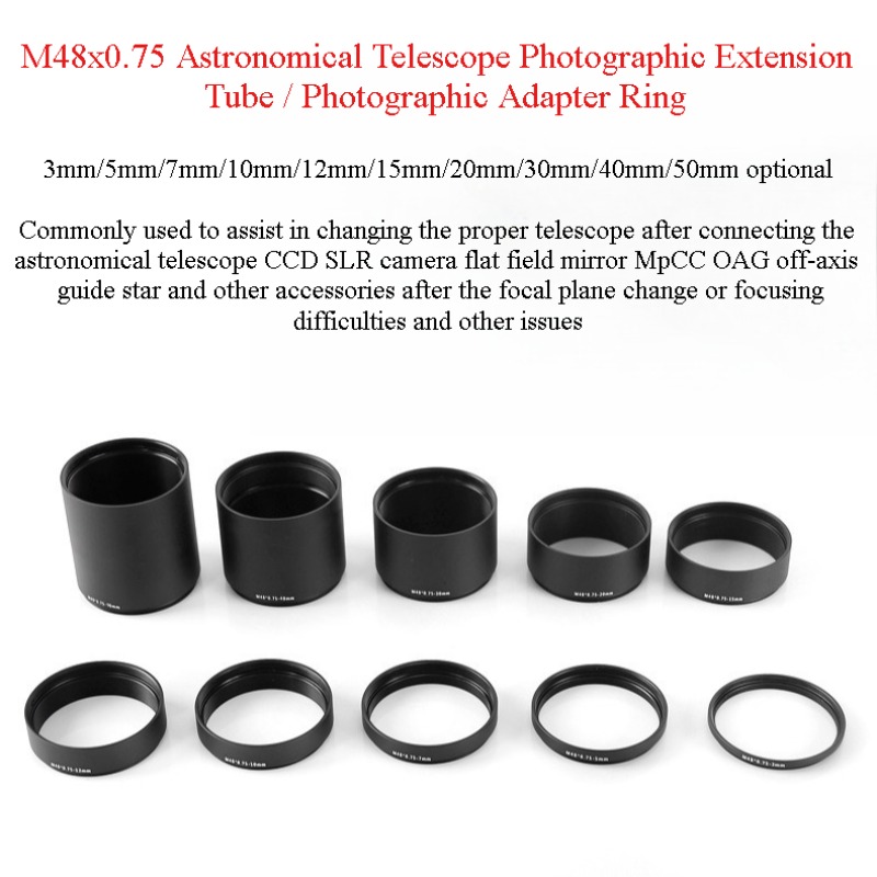Photography Youtube - M48X0.75 T2 Verlängerungsring 3/5/7/10/12/15/20/30/40/50mm Teleobjektiv-Adapterring Astronomisches