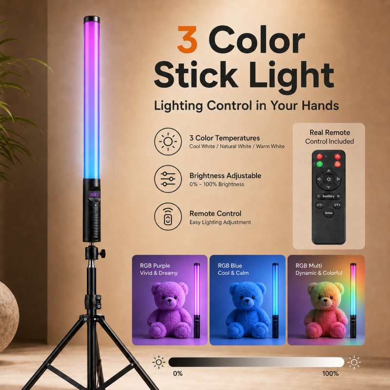 Photography Umbrella Lights - RGB Handheld-Videolichtstab, Tragbares LED-Füllicht für Fotografie,
