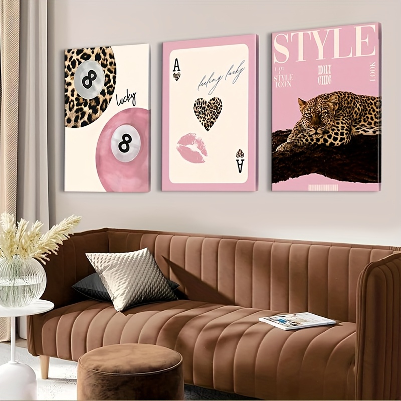 Photography Design - 3-teiliger Leoparden-Geparden-Leinwanddruck, ungerahmt, modern, Nr. 8-Ball
