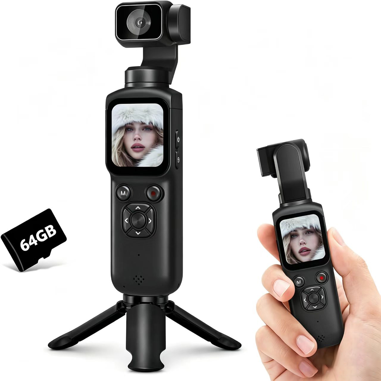 Photography Youtube - 4K-Vlogging-Kamera für YouTube, 75-MP-Taschenkamera mit 330°-Weitwinkelobjektiv