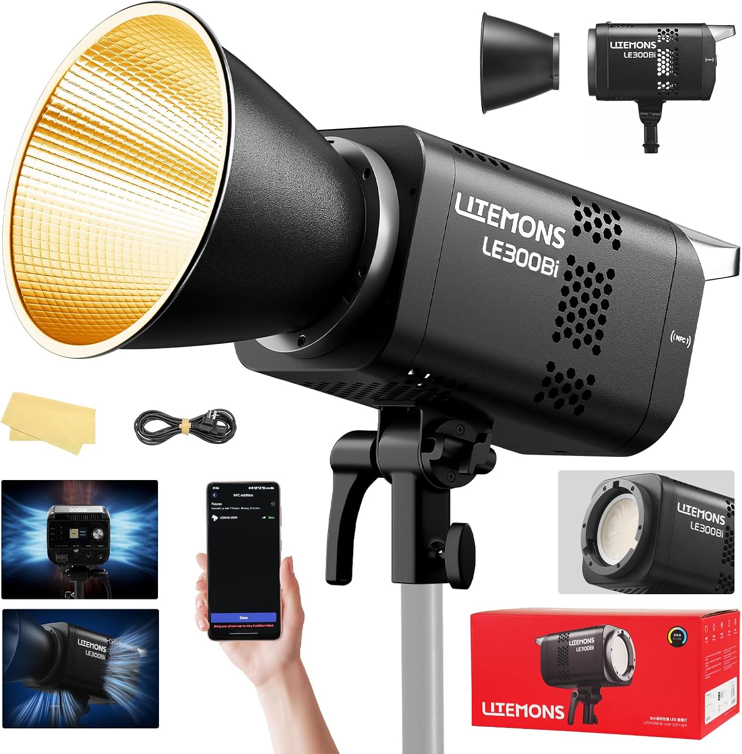 Photography Youtube - RGB-LED-Videobeleuchtungs-Set, 3er-Pack Studio-Videolampen mit Panel, App-gesteuert,