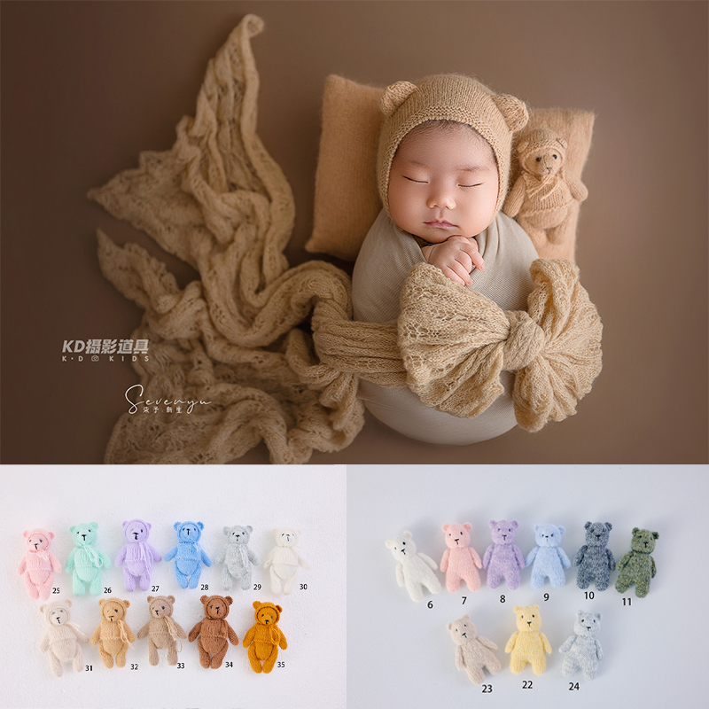 Photography Pose - Baby-Strickspielzeug, Mini-Handarbeitspuppe, Neugeborenen-Fotografie-Requisiten, 15*10*5cm, Tier-Pose-Kuscheltier, Fotozubehör