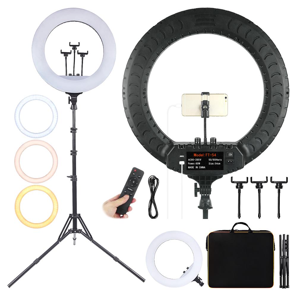 Photography Umbrella Lighting Kit - Fusitu FT-54 LED-Ringlicht, dimmbar, Selfie-Lampenständer, Telefonhalter