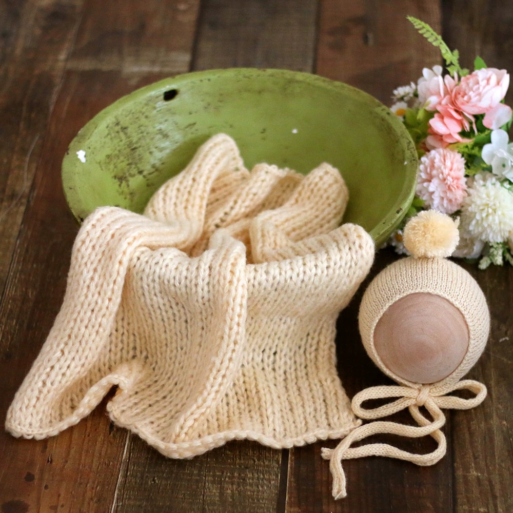 Photography Newborn - Mohair Gestrickte Babydecke mit Mütze Neugeborenen-Fotografie-Requisiten