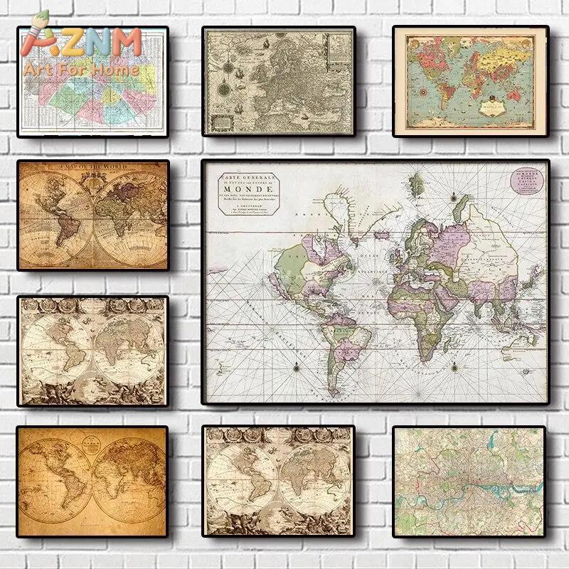 Vintage Weltkarten-Leinwanddru – Photography Mapped Bewertung und Preis